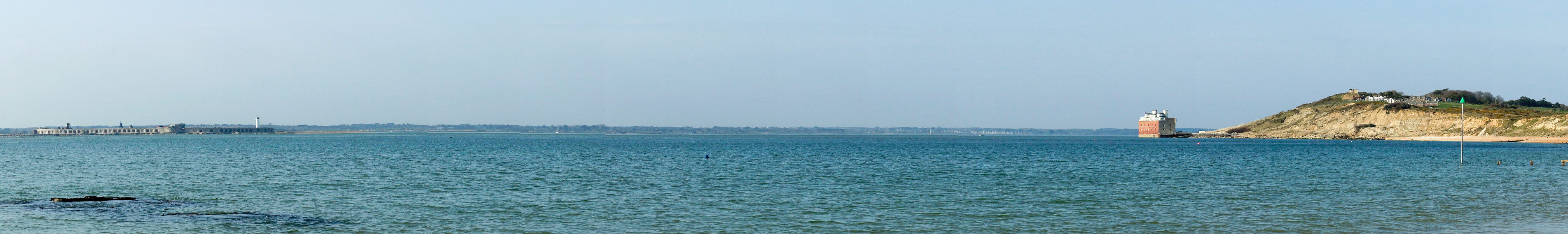 Image of Colwell Bay featuring Hurst Castle and Fort Albert