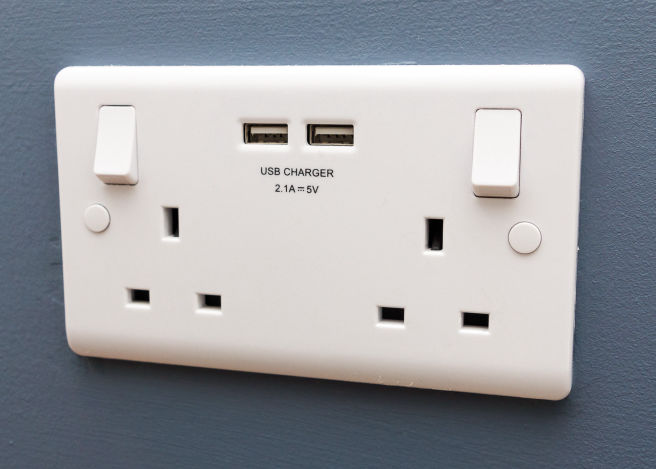 USB socket Image of USB UK wall socket